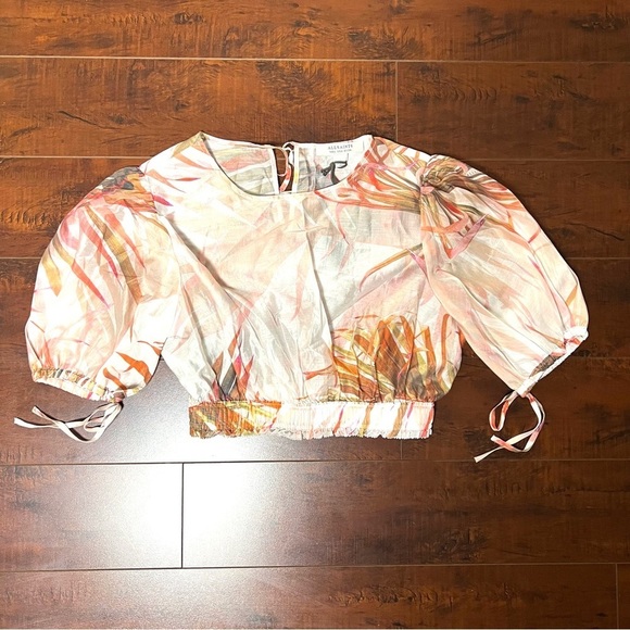 ALLSAINTS Astria Luar Top Sheer Tropical Cropped Pink Blouse Size 2 NWT - Picture 6 of 14